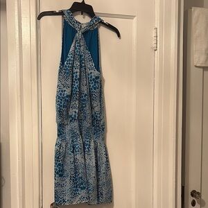 Ramy Brook Blue and White Halter Sundress